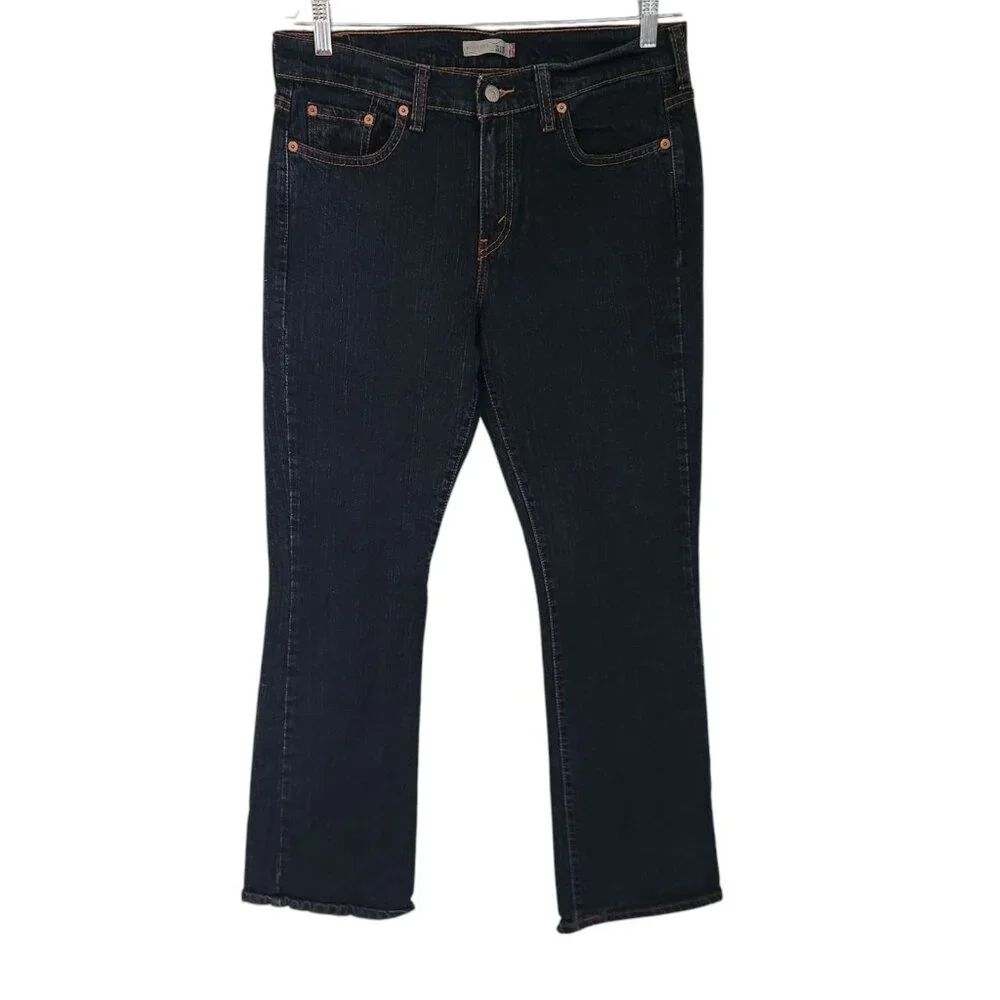 Levi's 515 Boot Cut Jeans Blue Dark‎ Wash Denim Stitched Pockets Womens 10M EUC